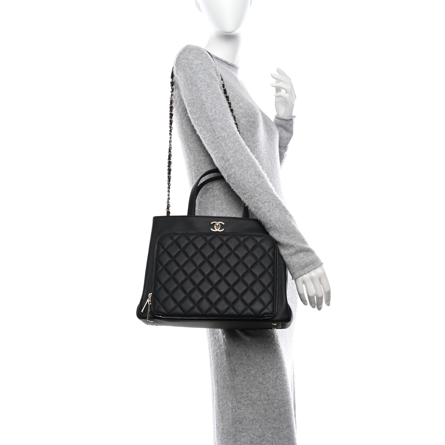 Chanel Caviar Quilted Large Business Affinity Shopping Bag Black 2 of 10