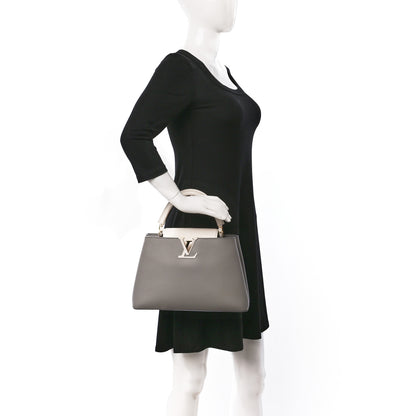 Louis Vuitton Taurillon Capucines MM Steeple Gray 2 of 13