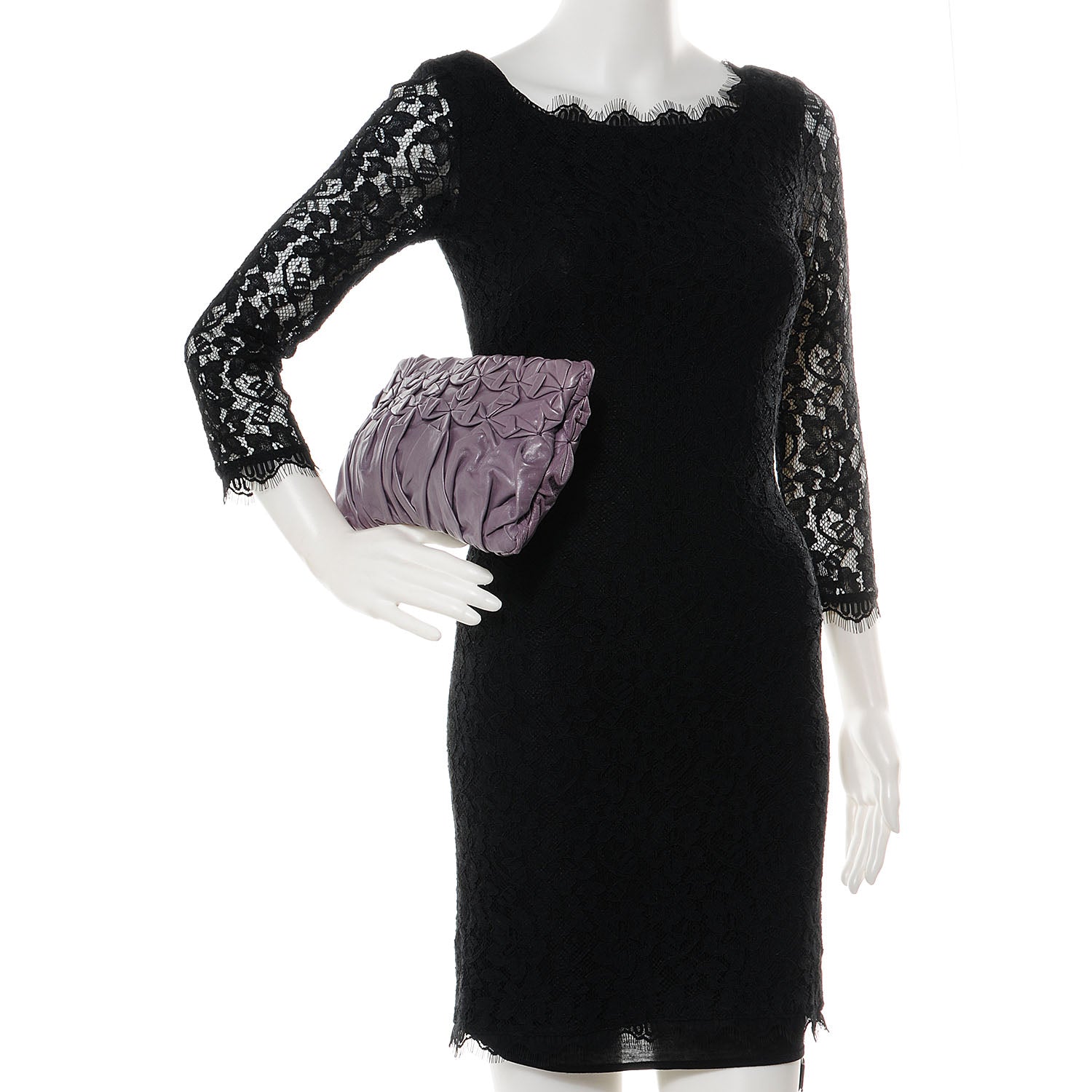 Prada Royal Calf Origami Pleated Clutch Mirtillo 2 of 8