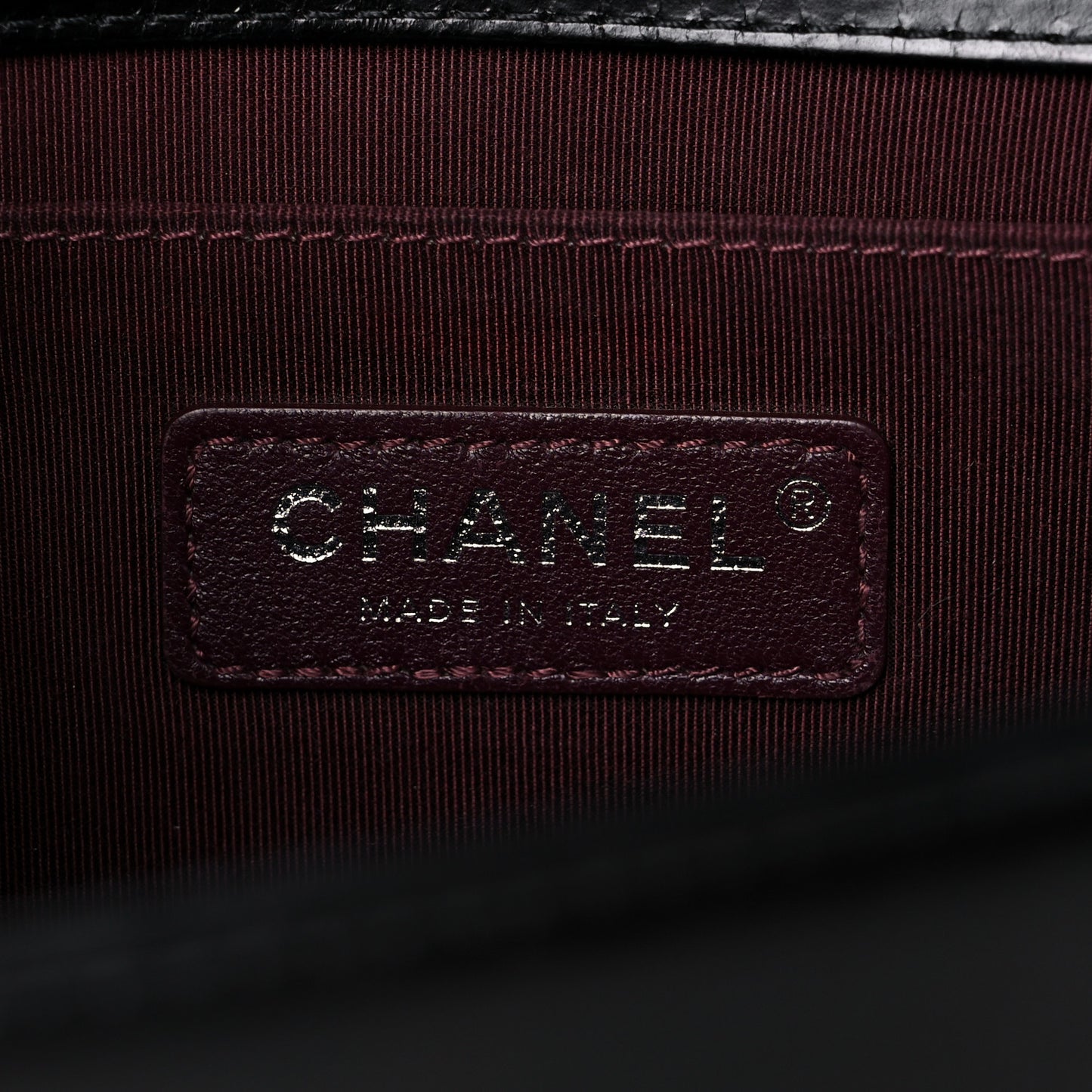 Glazed Calfskin Quilted Medium Boy Chained Flap Black