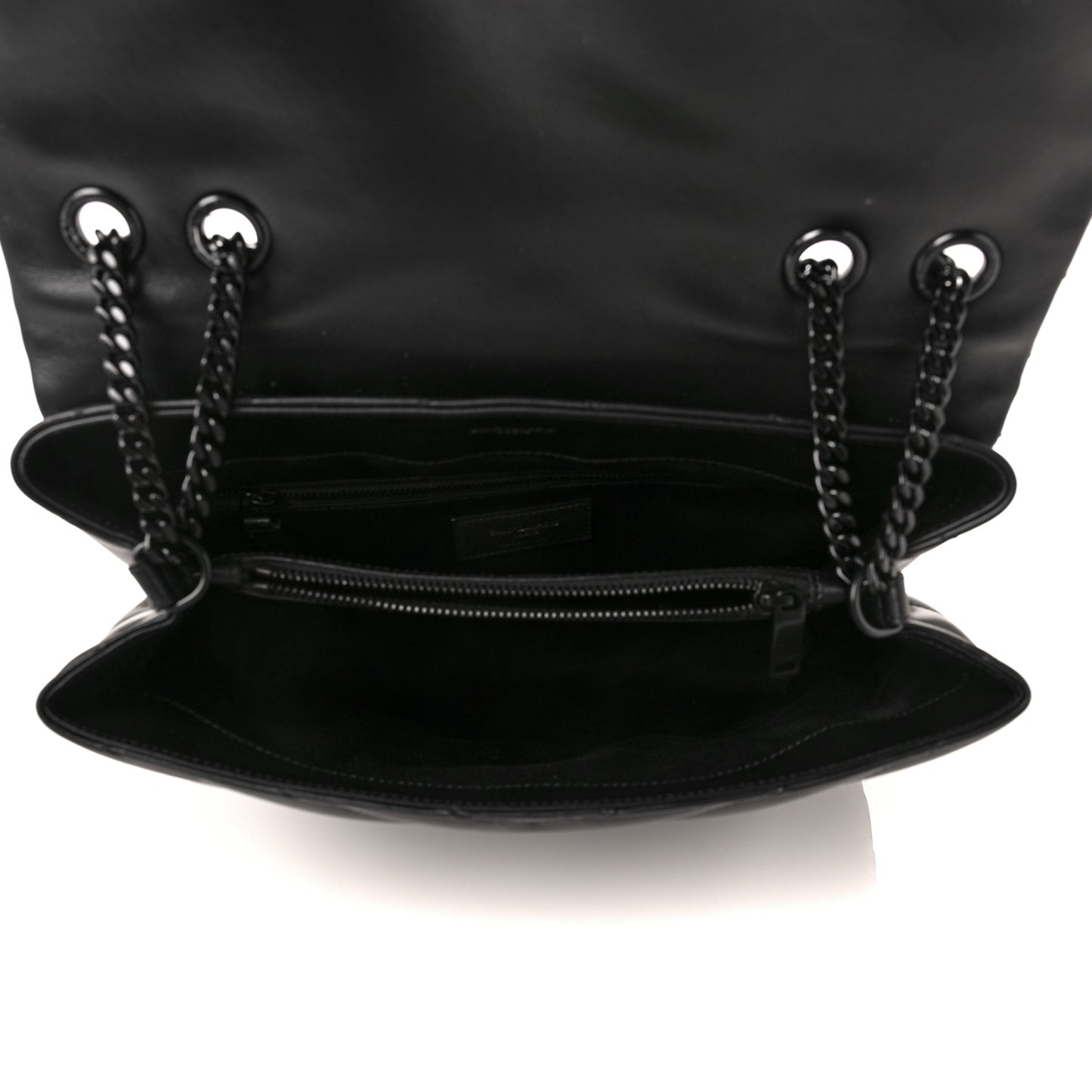 Calfskin Y Quilted Monogram Medium Loulou Chain Satchel Black