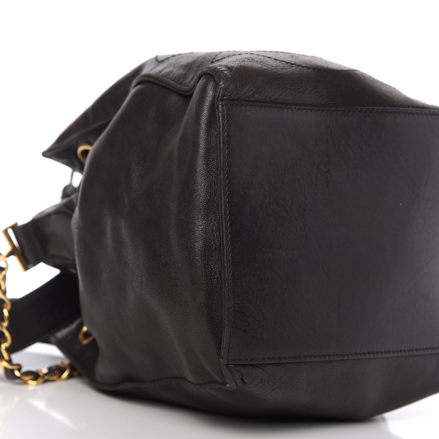 Chanel Lambskin CC Stitched Drawstring Bucket Bag Black 6 of 9