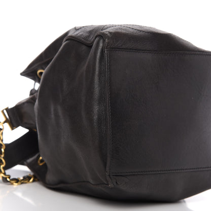 Chanel Lambskin CC Stitched Drawstring Bucket Bag Black 6 of 9