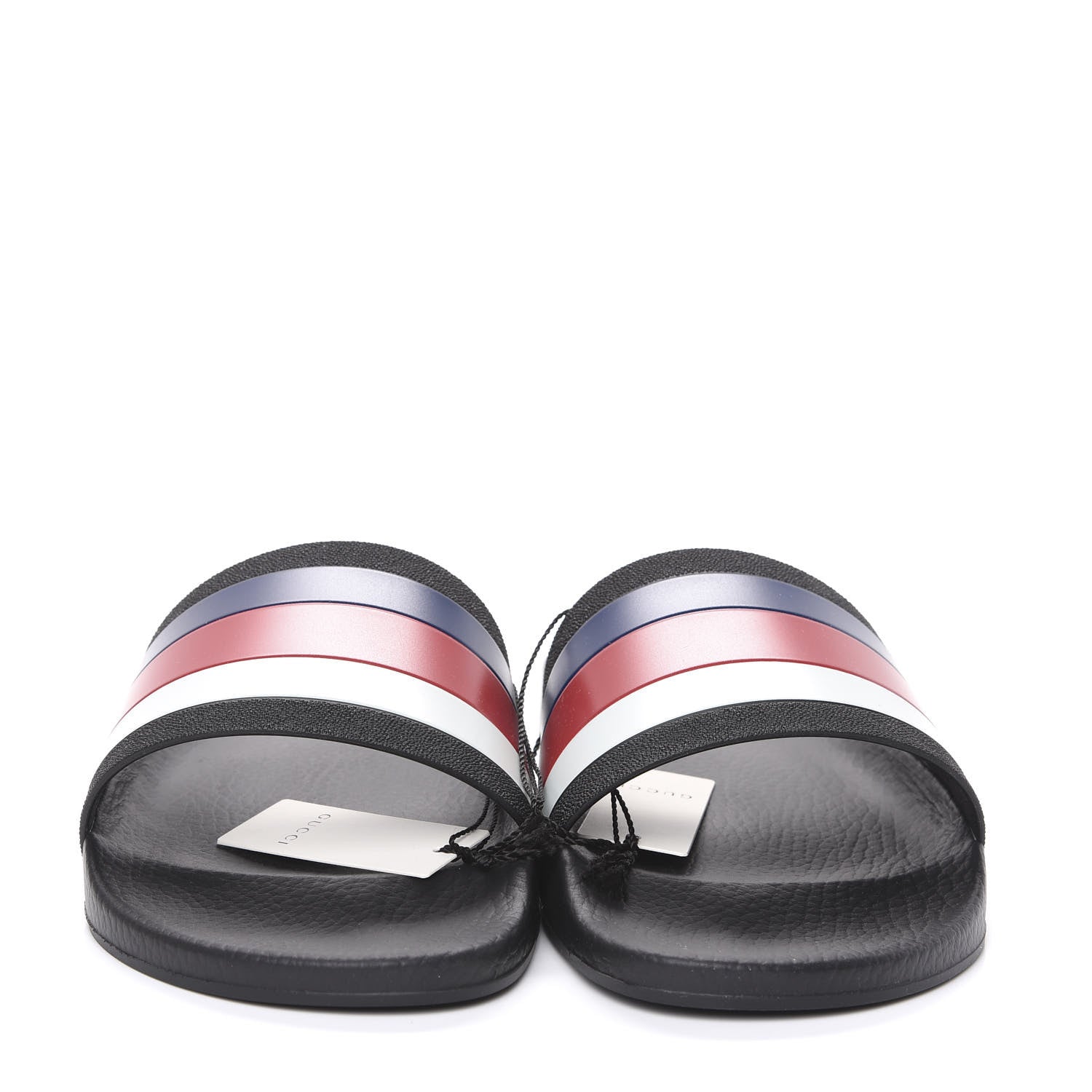 Gucci Rubber Web Mens Pool Slide Sandals 13 Black Mystic White Hibiscus Red Marine 2 of 10