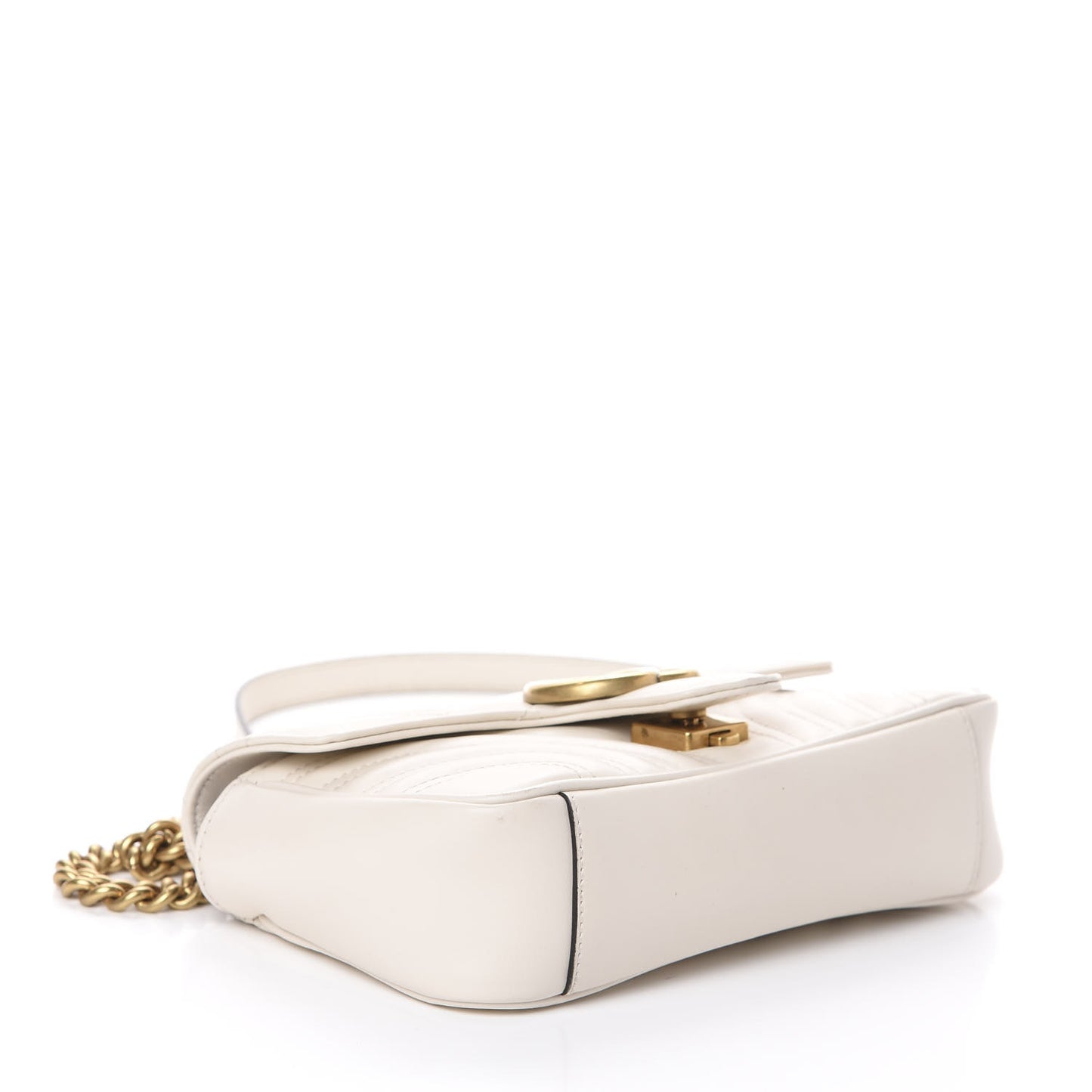 Calfskin Matelasse Mini GG Marmont Shoulder Bag White
