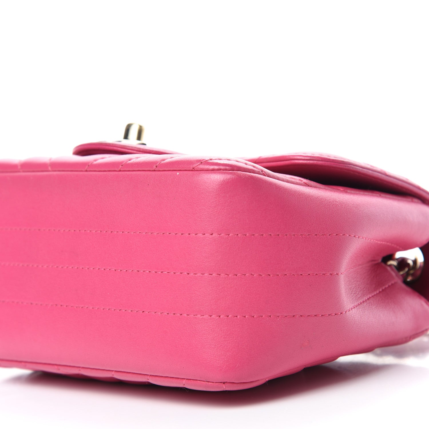 Chanel Lambskin Chevron Quilted Mini Square Flap Fuchsia 7 of 12