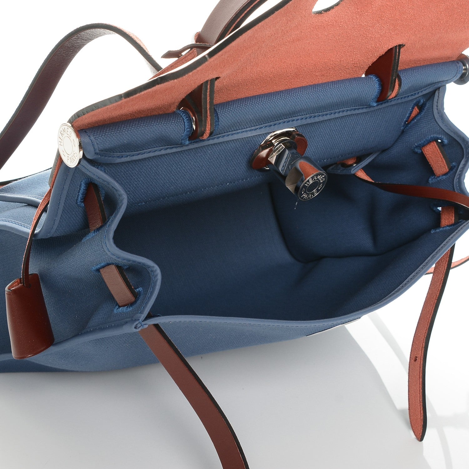 Hermes Military Toile Vache Hunter Herbag Zip PM 31 Bleu Agate Rouge H 5 of 7
