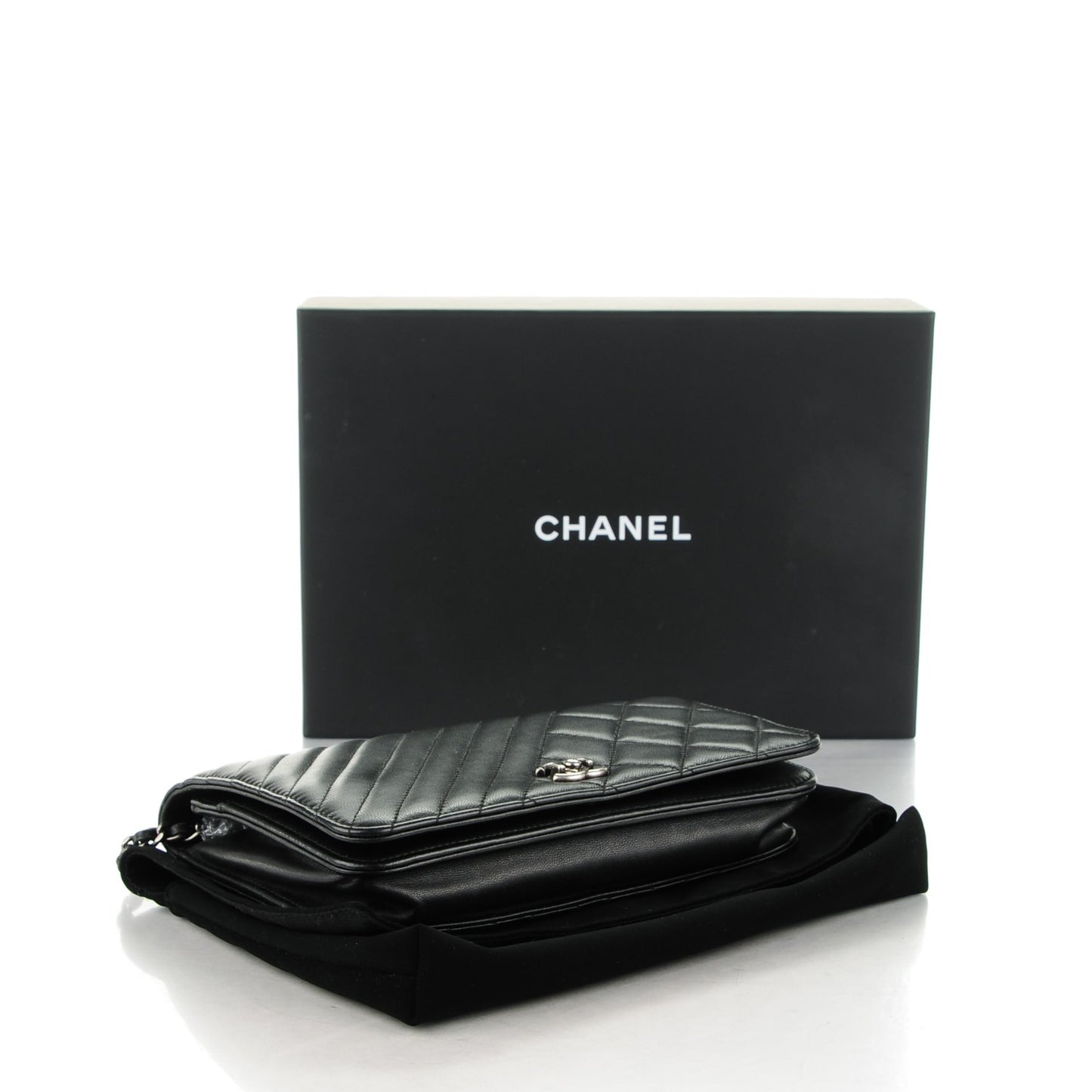 Lambskin Quilted Coco Boy Wallet On Chain WOC Black