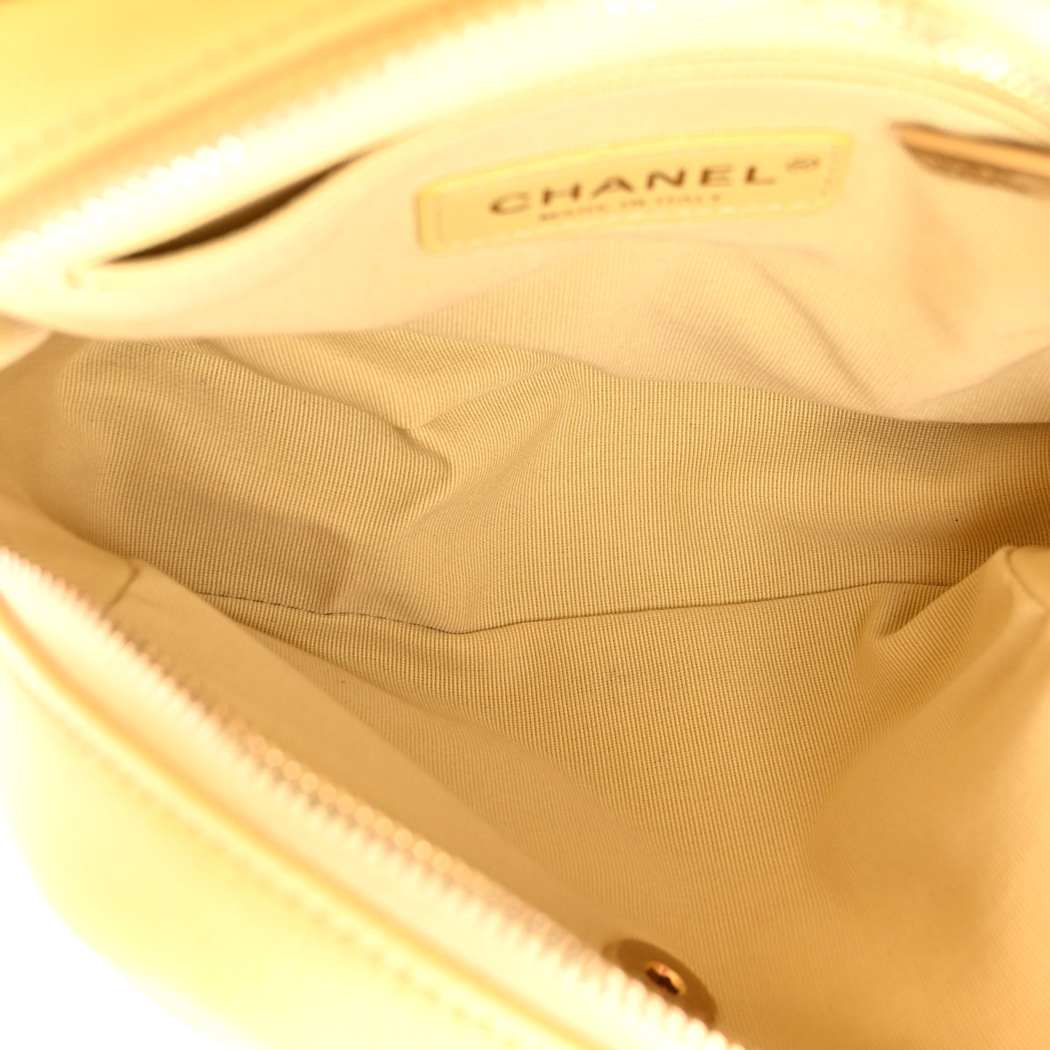 Chanel Shiny Caviar Quilted Chain Melody Backpack Yellow 5 of 10