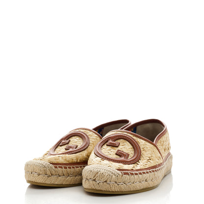 Gucci Raffia Harness Calfskin Interlocking G Adela Espadrilles 37.5 Palmi Naturale Harness Brown 3 of 9