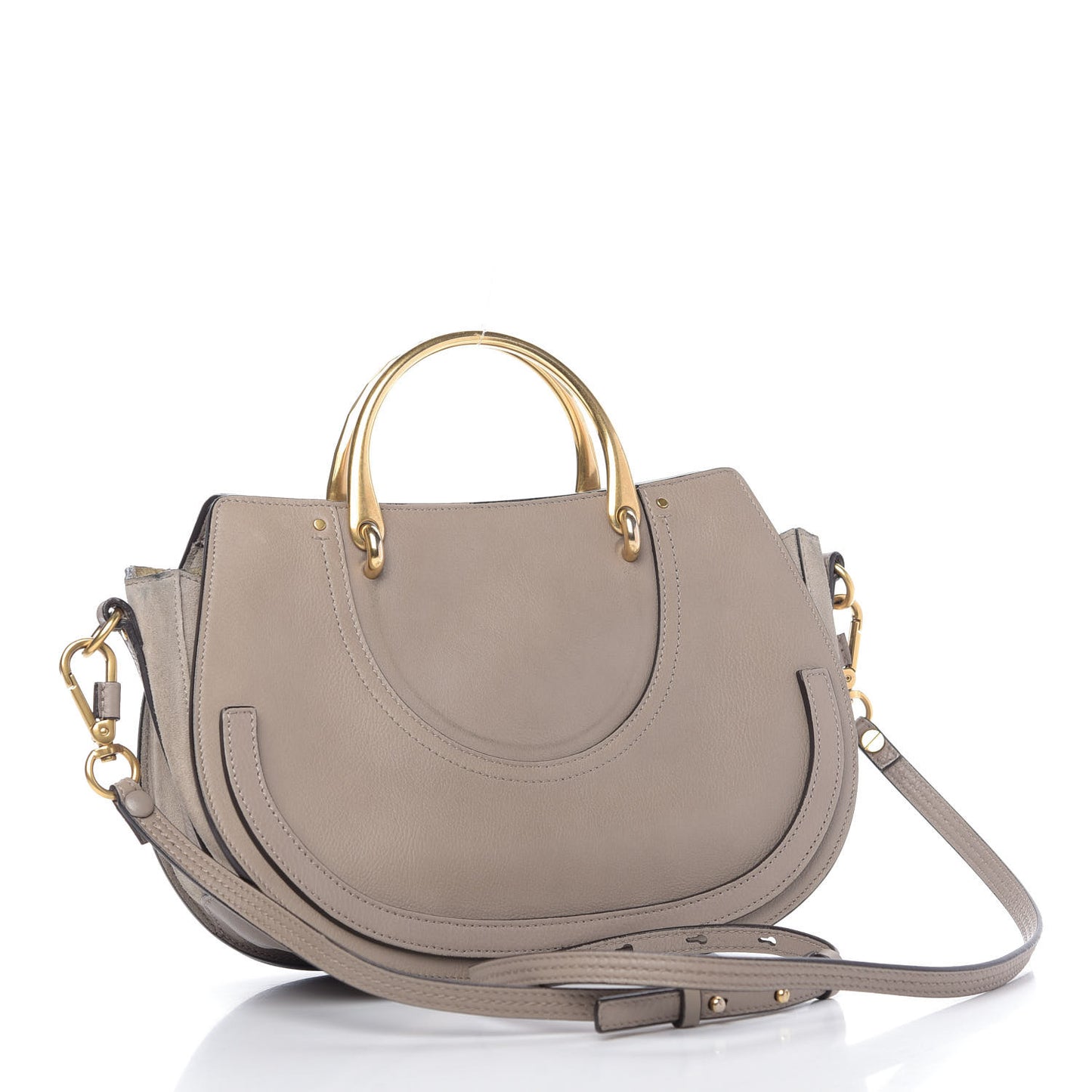 Calfskin Suede Medium Pixie Shoulder Bag Motty Grey