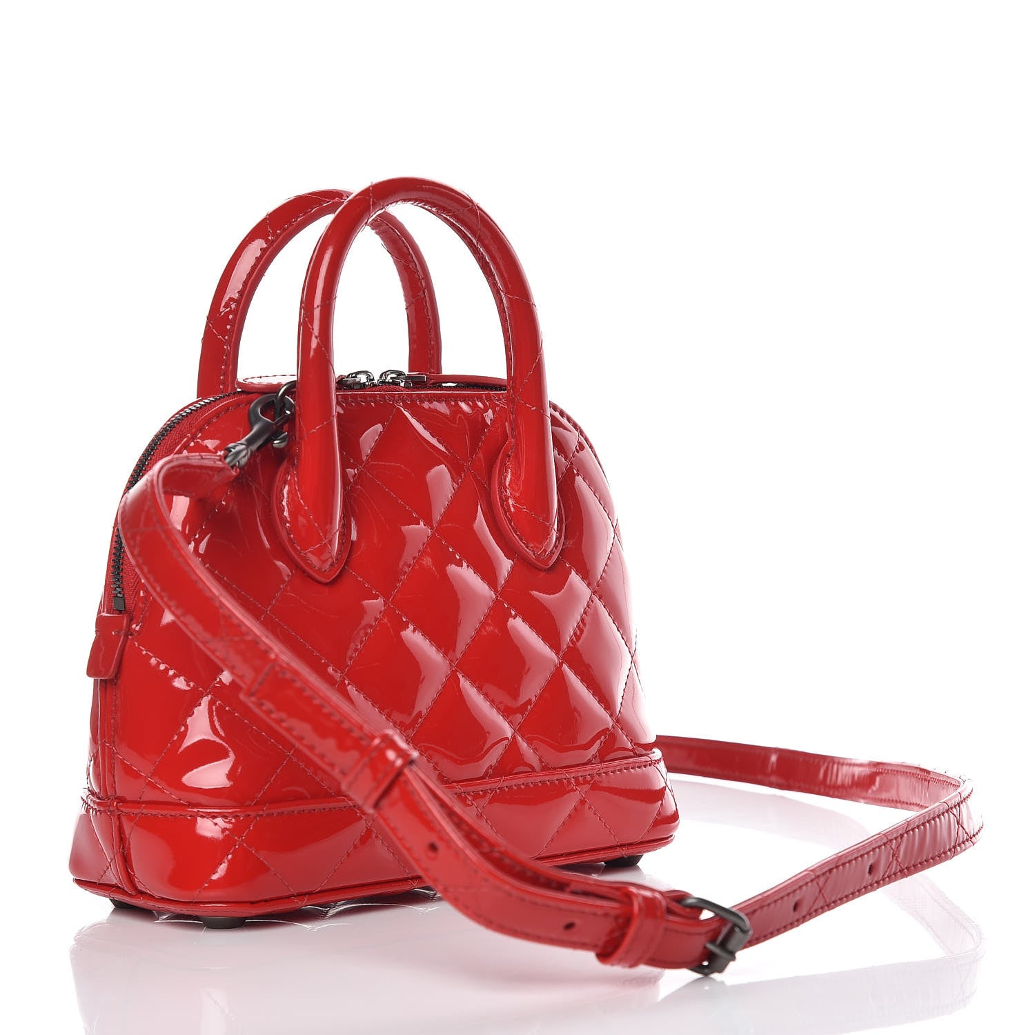 Balenciaga Patent Quilted XXS Ville Top Handle Bag Red 3 of 9