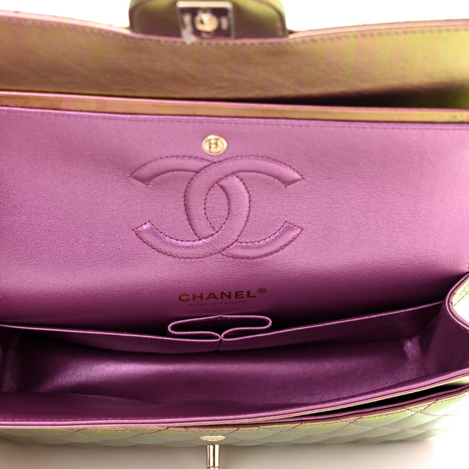 Chanel Iridescent Lambskin Quilted Medium Double Flap Purple 5 of 11
