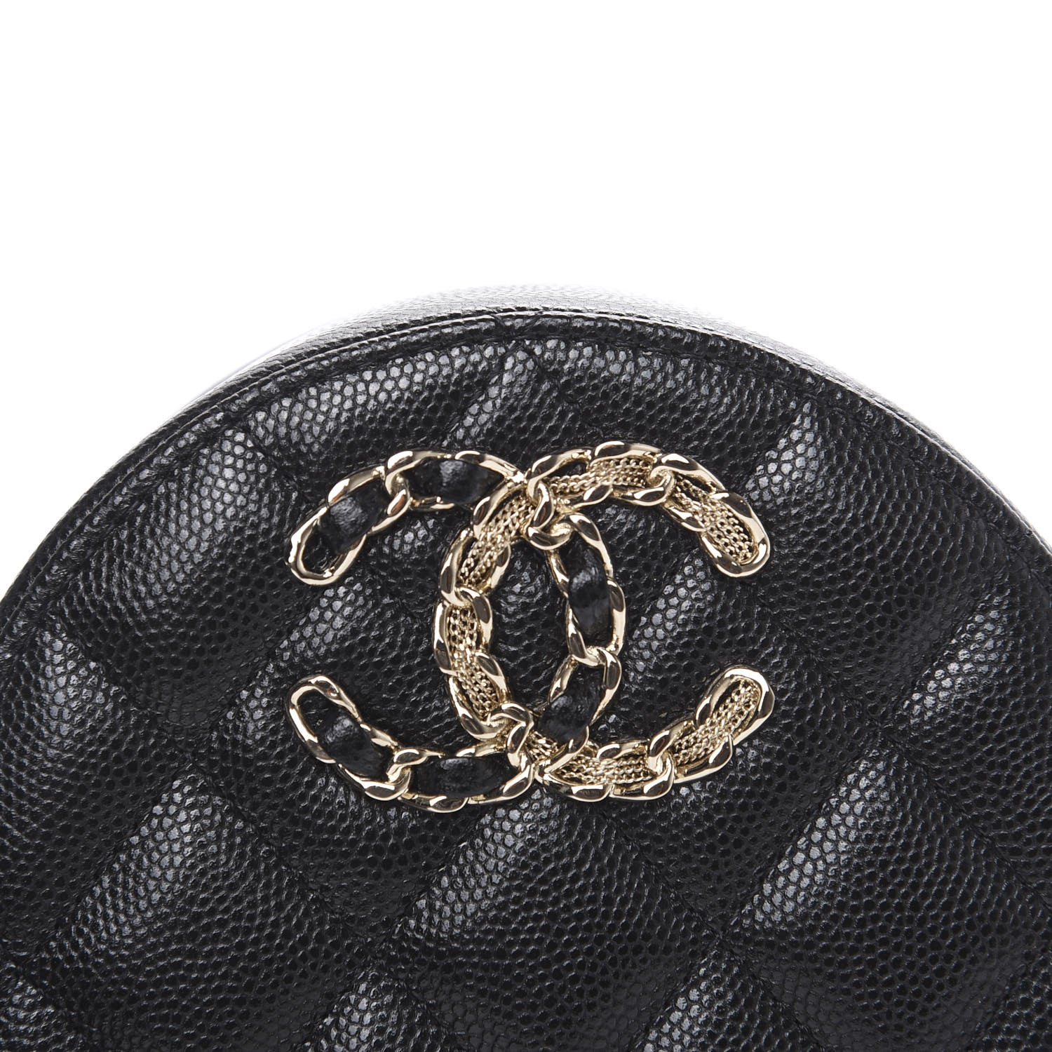 Chanel Caviar Quilted French New Wave Round Clutch With Chain Black 8 of 9
