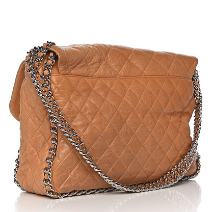 Chanel Washed Lambskin Chain Around Maxi Flap Bag Dark Beige 3 of 18