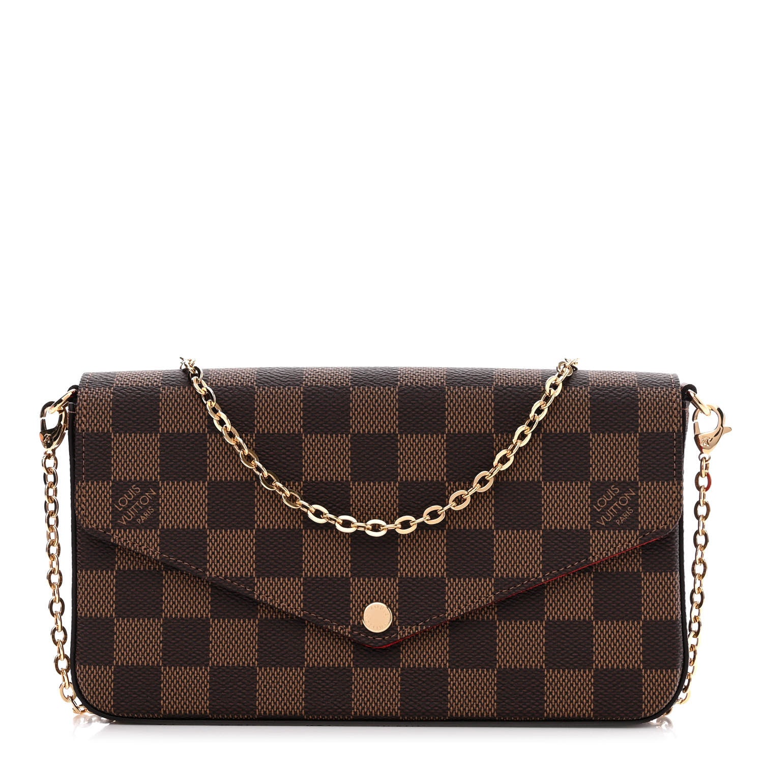 Louis Vuitton Damier Ebene Pochette Felicie Chain Wallet 1 of 10