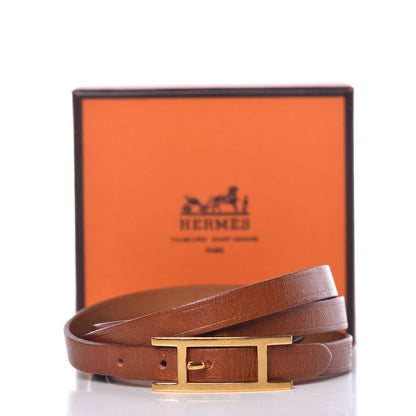 Hermes Barenia Hapi 3 MM Triple Tour Bracelet Fauve 7 of 7