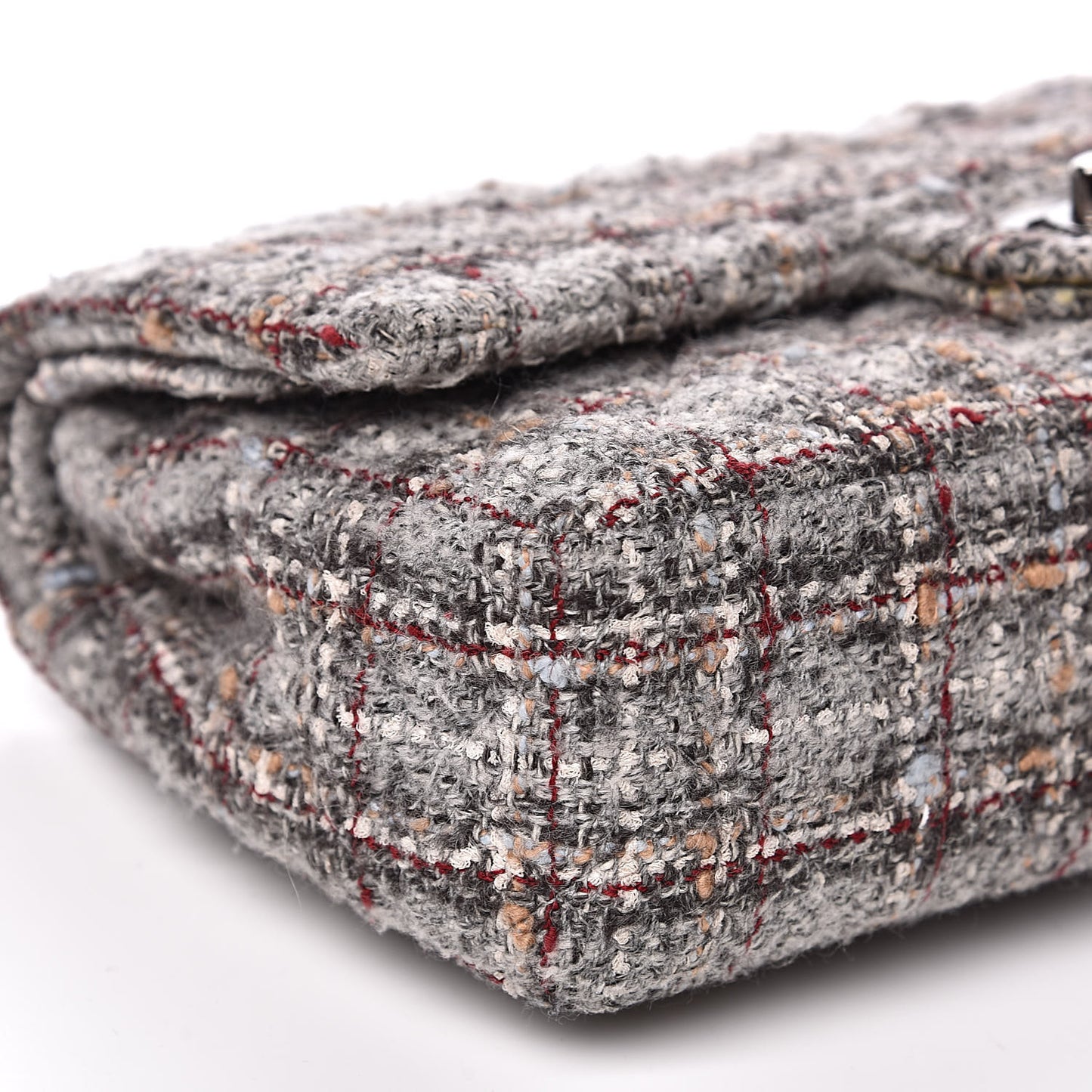 Tweed Quilted Medium Double Flap Grey Multicolor