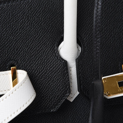 Hermes Epsom Horseshoe Birkin 35 Black White 10 of 15