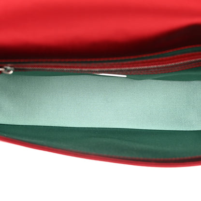Fendi Satin Karung Crystal Baguette Rosso Scuro 5 of 11
