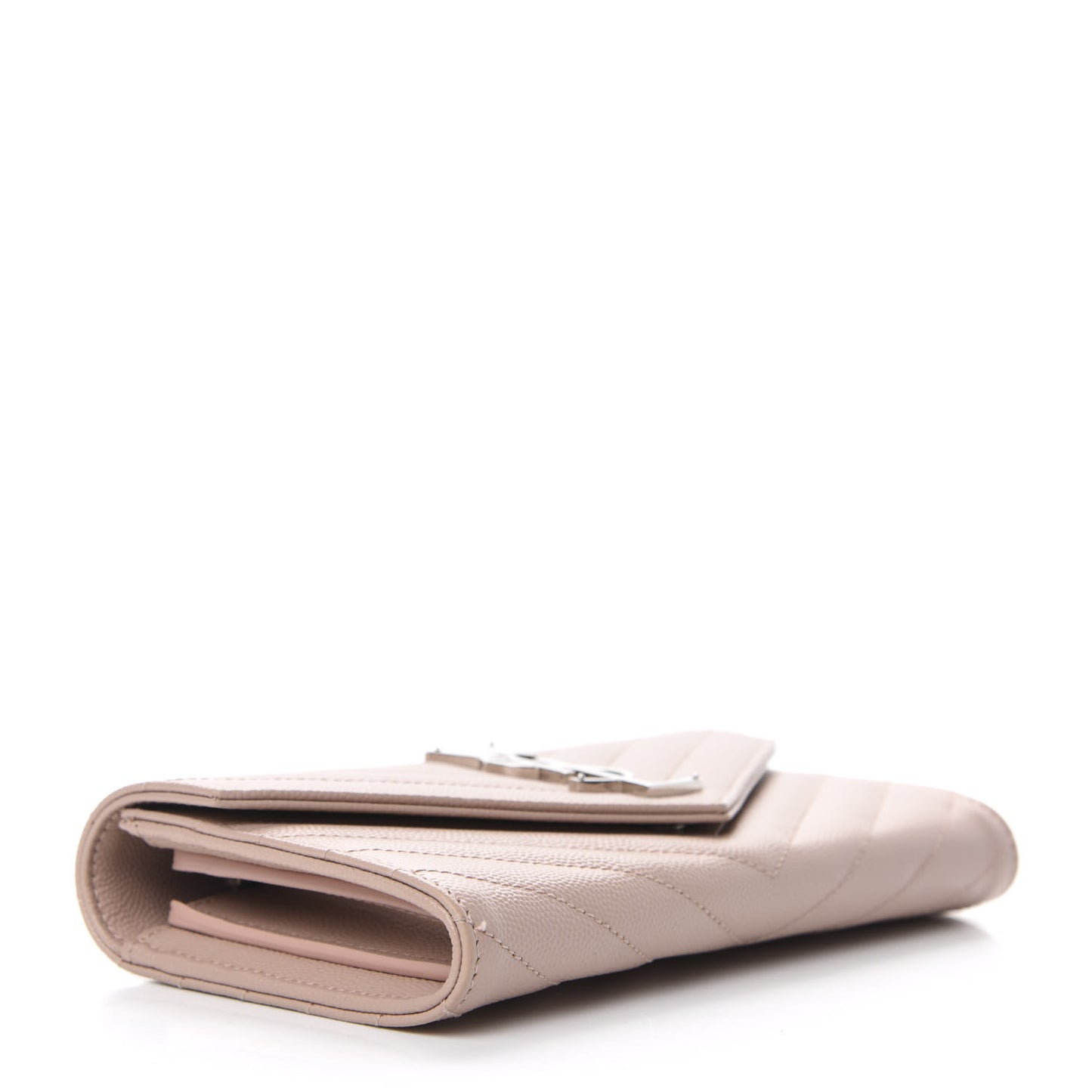 Grain De Poudre Matelasse Chevron Monogram Flap Wallet Pale Pink