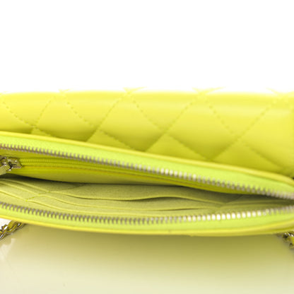 Chanel Lambskin Quilted Flap Phone Holder With Chain Neon Yellow 5 of 6