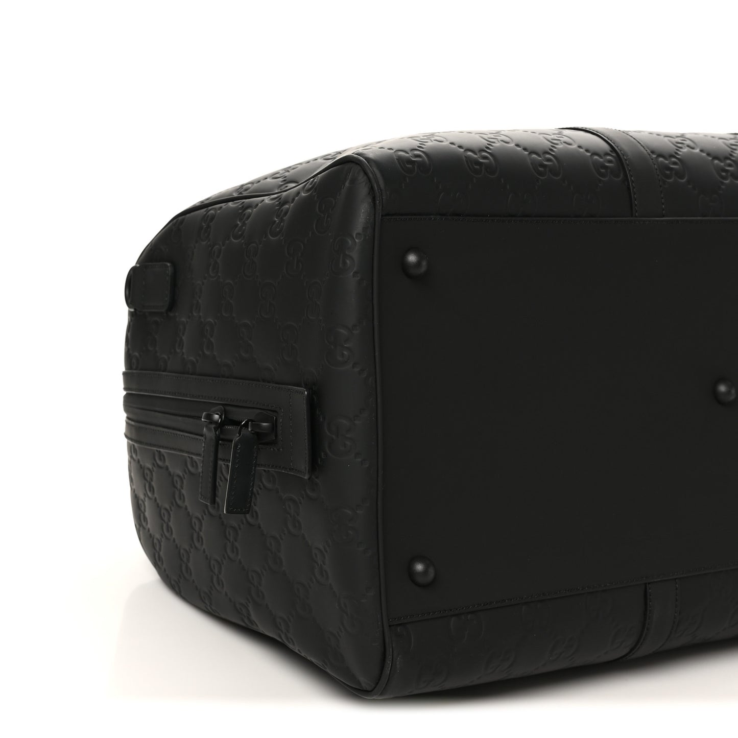 Rubber Effect GG Embossed Large Duffle Bag Black