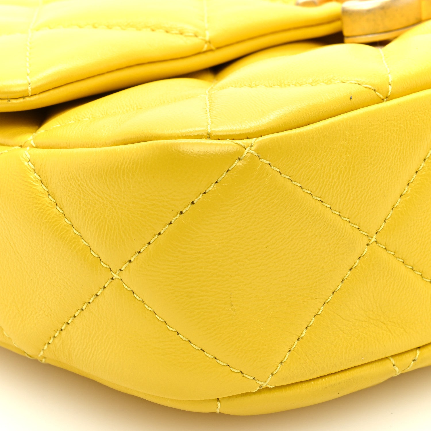 Chanel Lambskin Quilted Mini Lacquered Chain Flap Yellow 8 of 9
