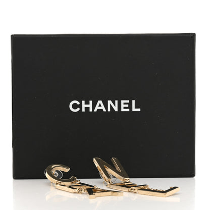 Chanel Metal Cha-Nel Logo Drop Earrings Gold 5 of 5