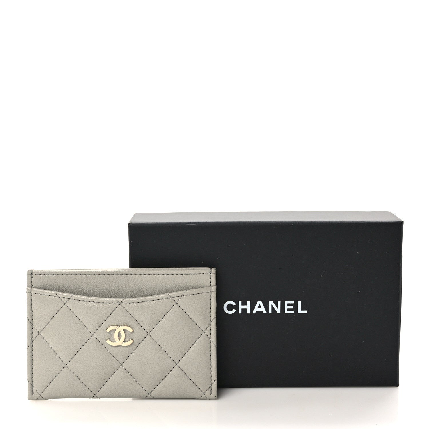 Chanel Lambskin Quilted Card Holder Grey 11 of 11