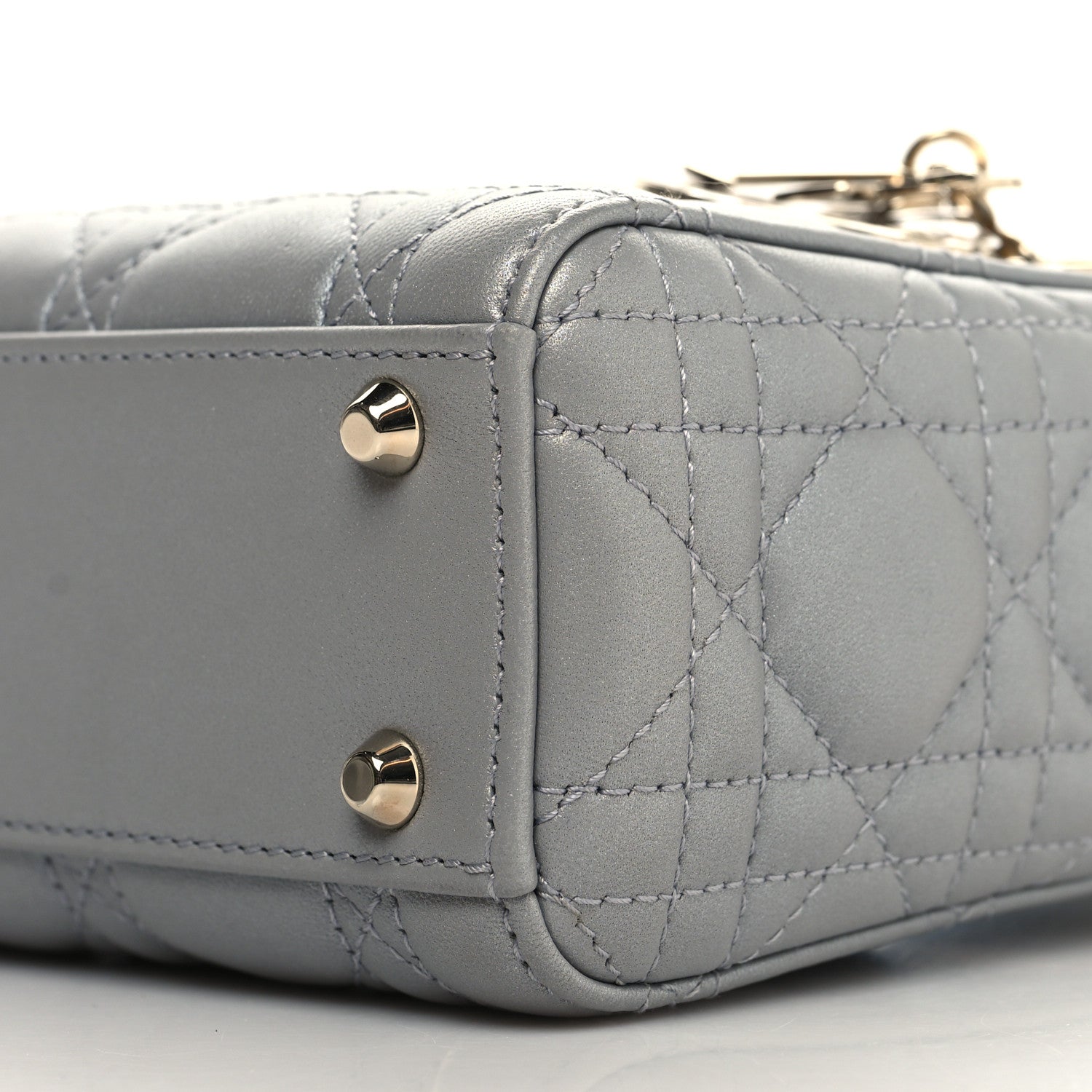 Christian Dior Lambskin Cannage Mini Lady Dior Gray Opaline
