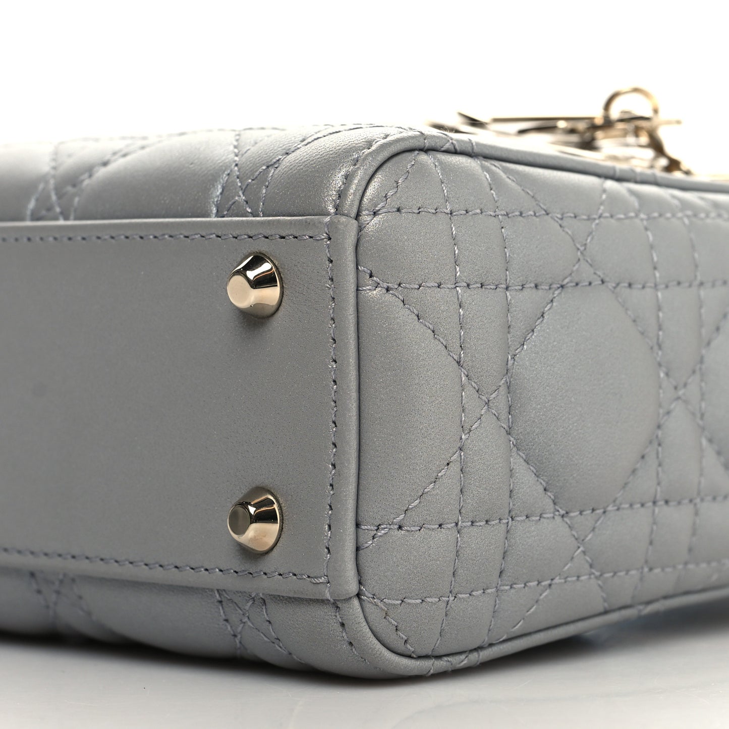 Lambskin Cannage Mini Lady Dior Gray Opaline