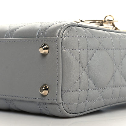 Christian Dior Lambskin Cannage Mini Lady Dior Gray Opaline 10 of 10