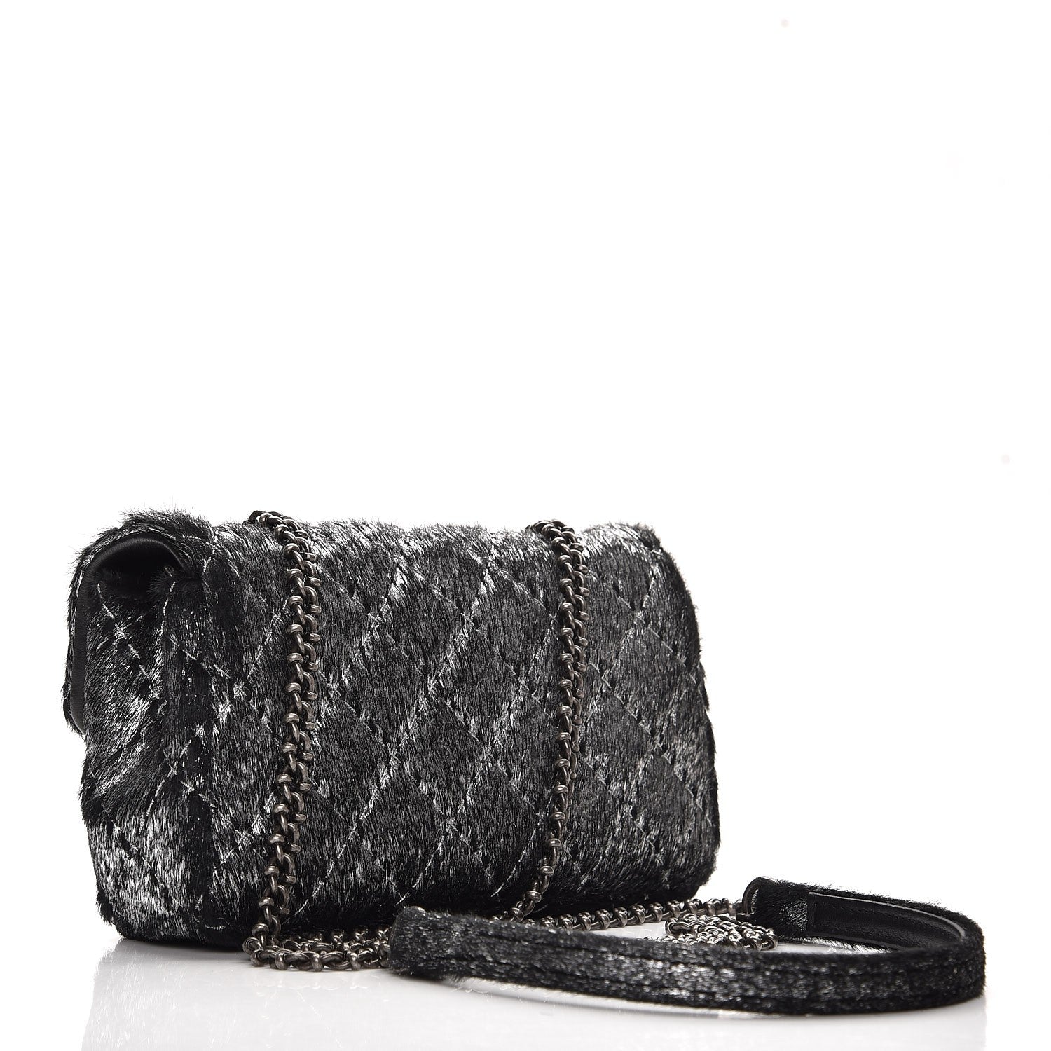 Chanel Metallic Pony Hair Quilted Extra Mini Flap Dark Silver 3 of 7