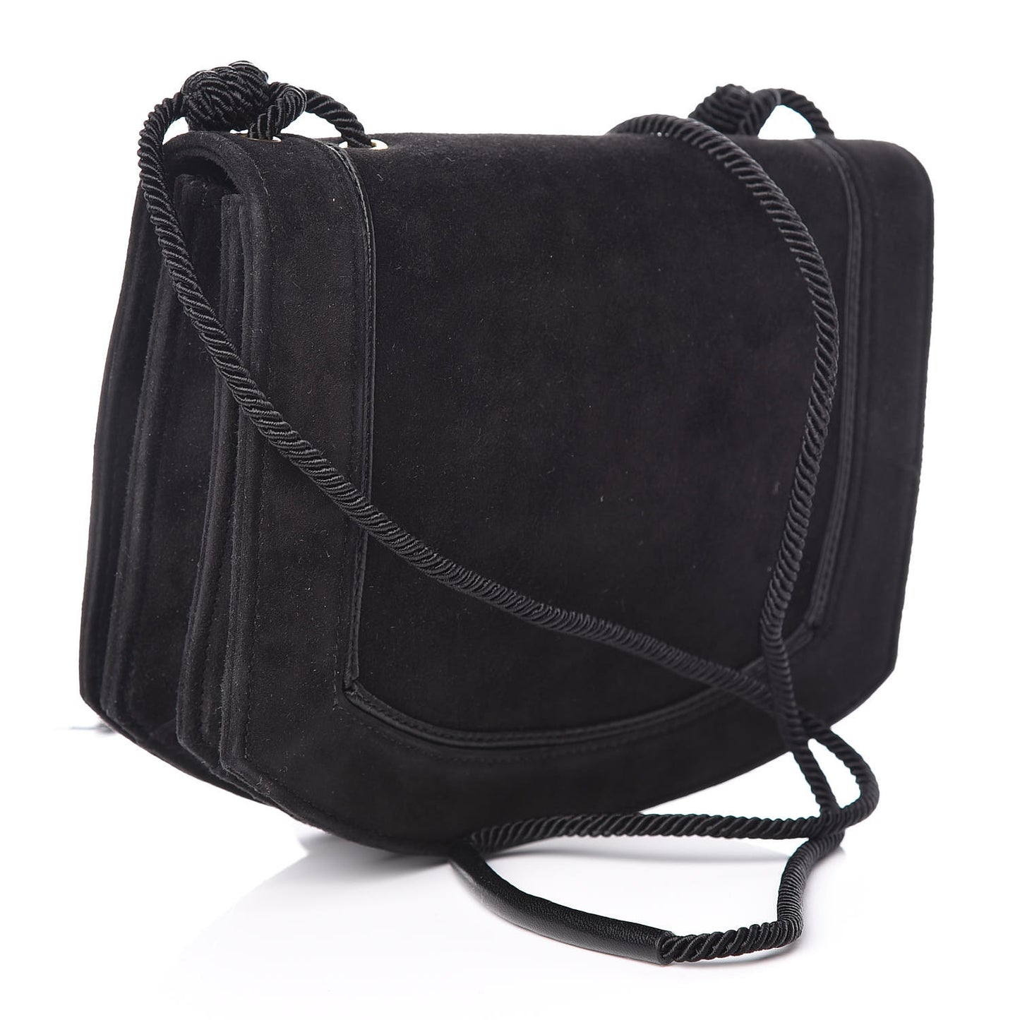 Suede Medium Monogram Fetish Satchel Black