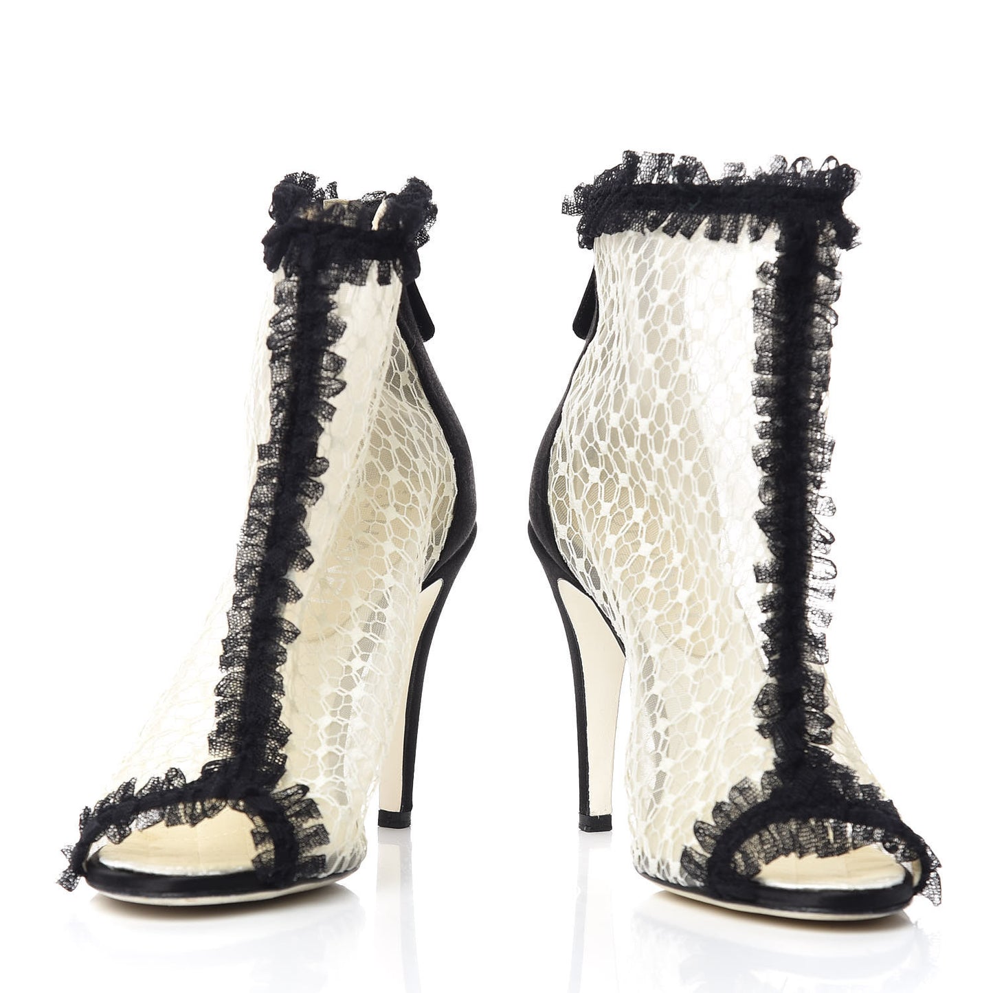 Lace Mesh Booties 37 IvoryBlack