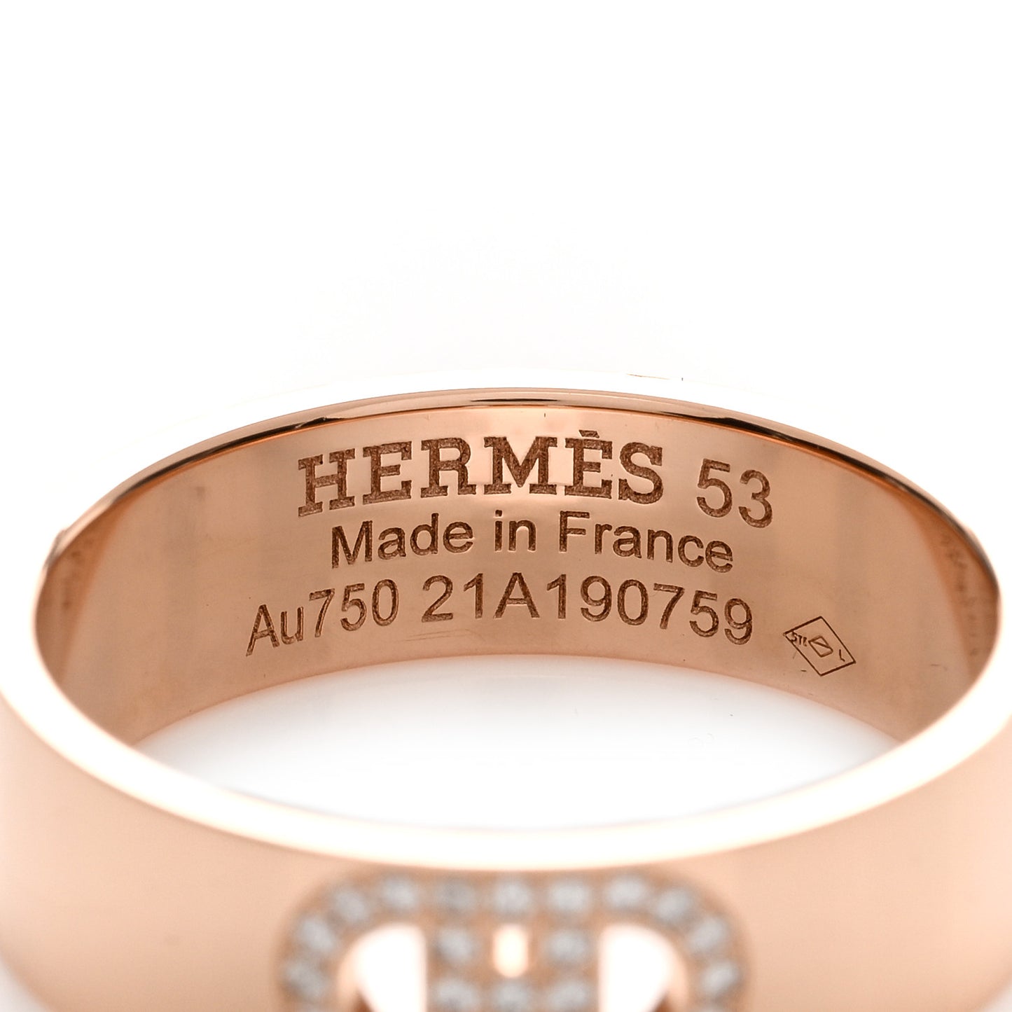 18K Rose Gold Diamond PM H D'Ancre Ring 53 6.5