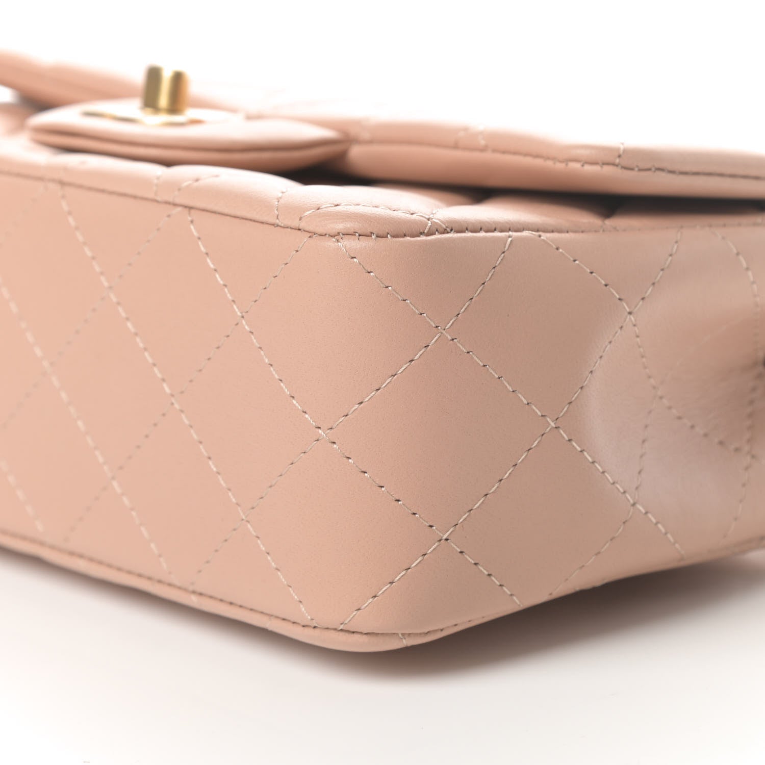 Chanel Lambskin Quilted Mini Top Handle Rectangular Flap Beige 9 of 10