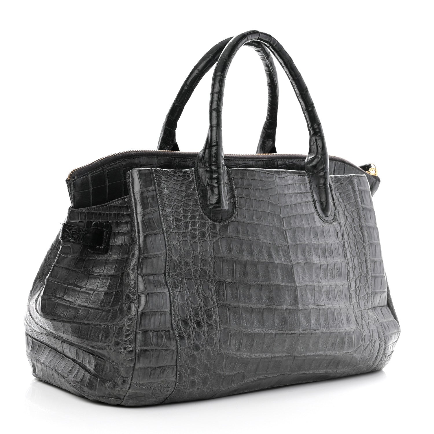 Nancy Gonzalez Crocodile Top Handle Satchel Dark Grey 2 of 13