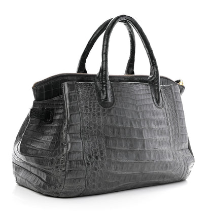 Nancy Gonzalez Crocodile Top Handle Satchel Dark Grey 2 of 13