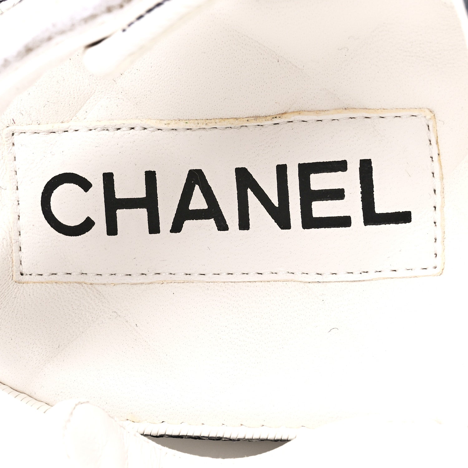 Chanel Calfskin Printed Velcro Dad Sandals 39 White Black 7 of 9