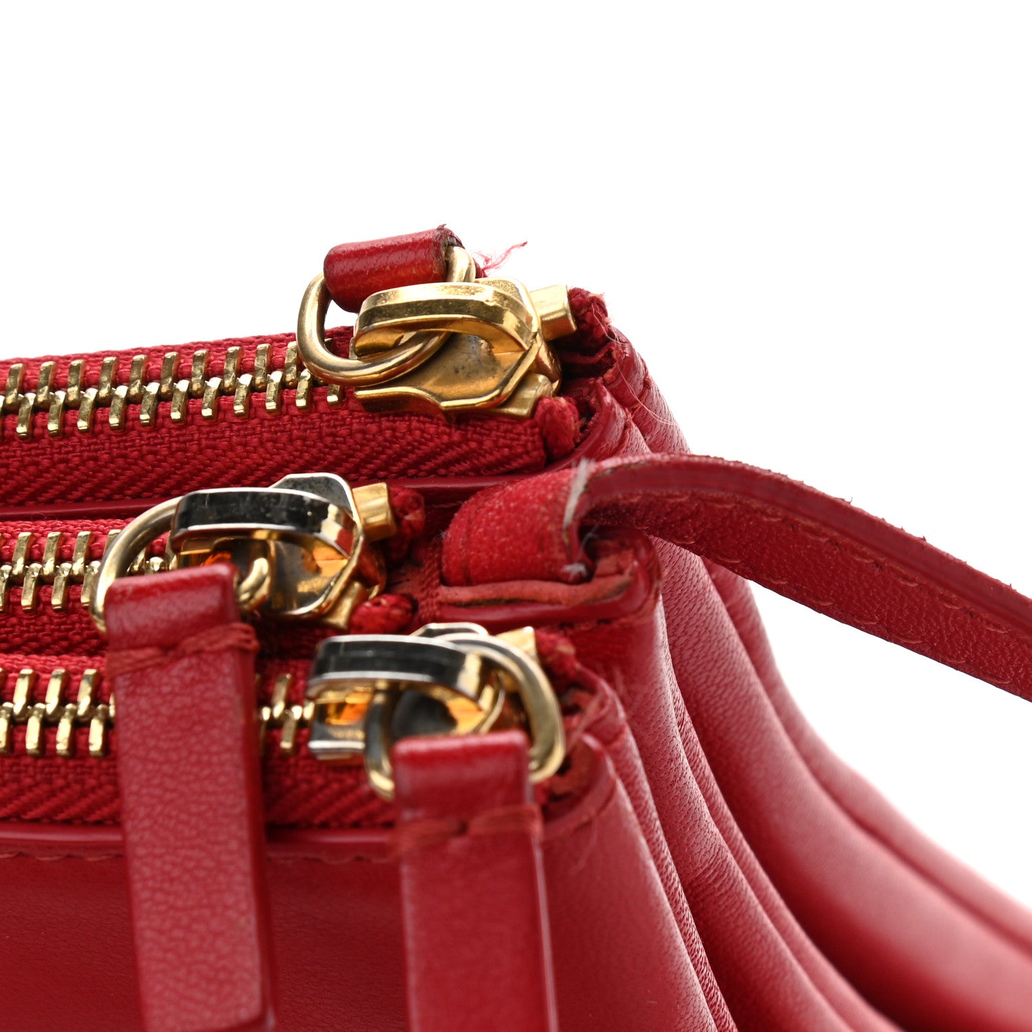 Celine Lambskin Large Trio Crossbody Bag Red 13 of 15