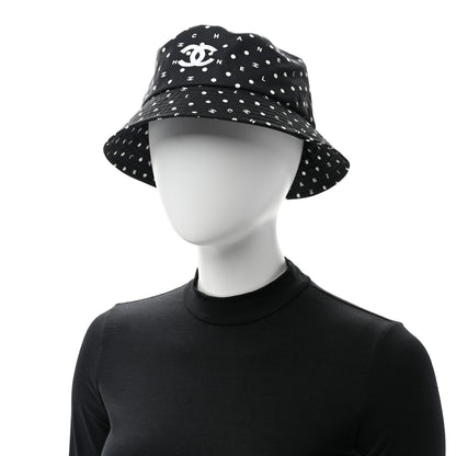 Chanel Cotton CC Polka Dot Bucket Hat L Black 2 of 9
