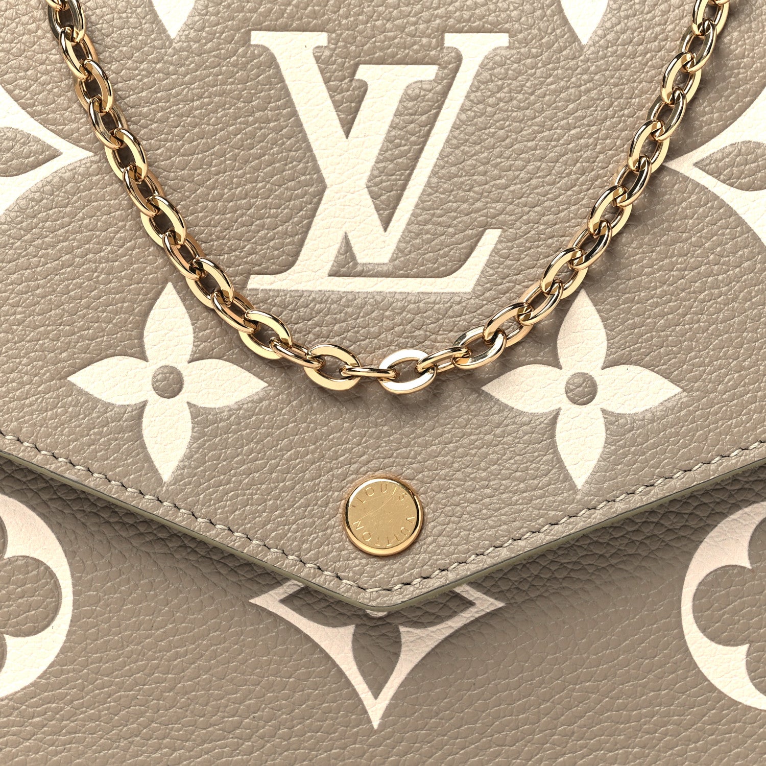 Louis Vuitton Empreinte Monogram Giant Felicie Pochette Khaki Cream 8 of 10
