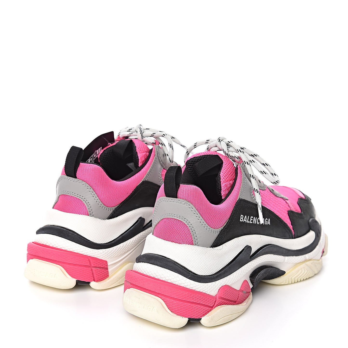 Fabric Mesh Womens Triple S Sneakers 40 Fluo Pink Grey White