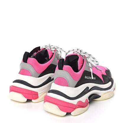 Balenciaga Fabric Mesh Womens Triple S Sneakers 40 Fluo Pink Grey White 4 of 8