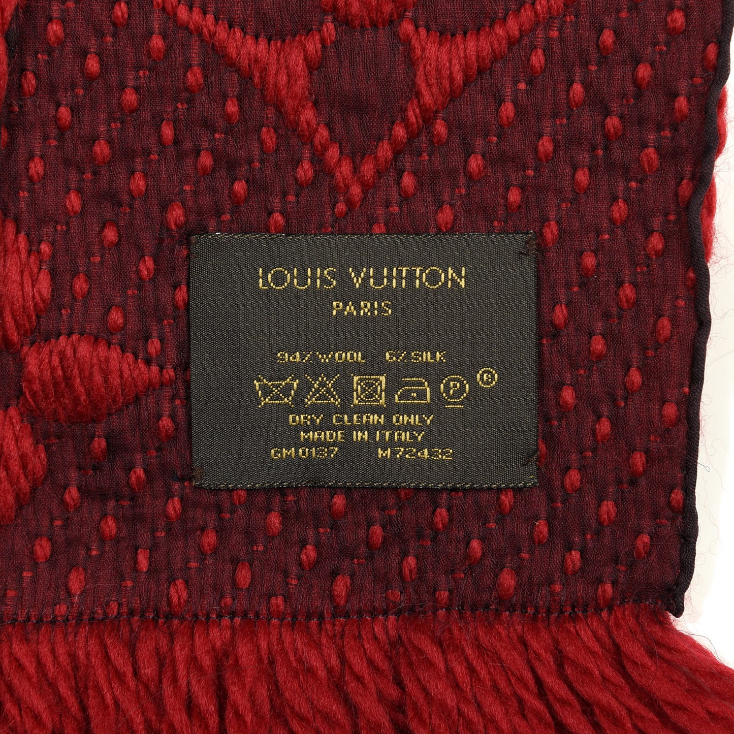 Wool Silk Logomania Scarf Rubis