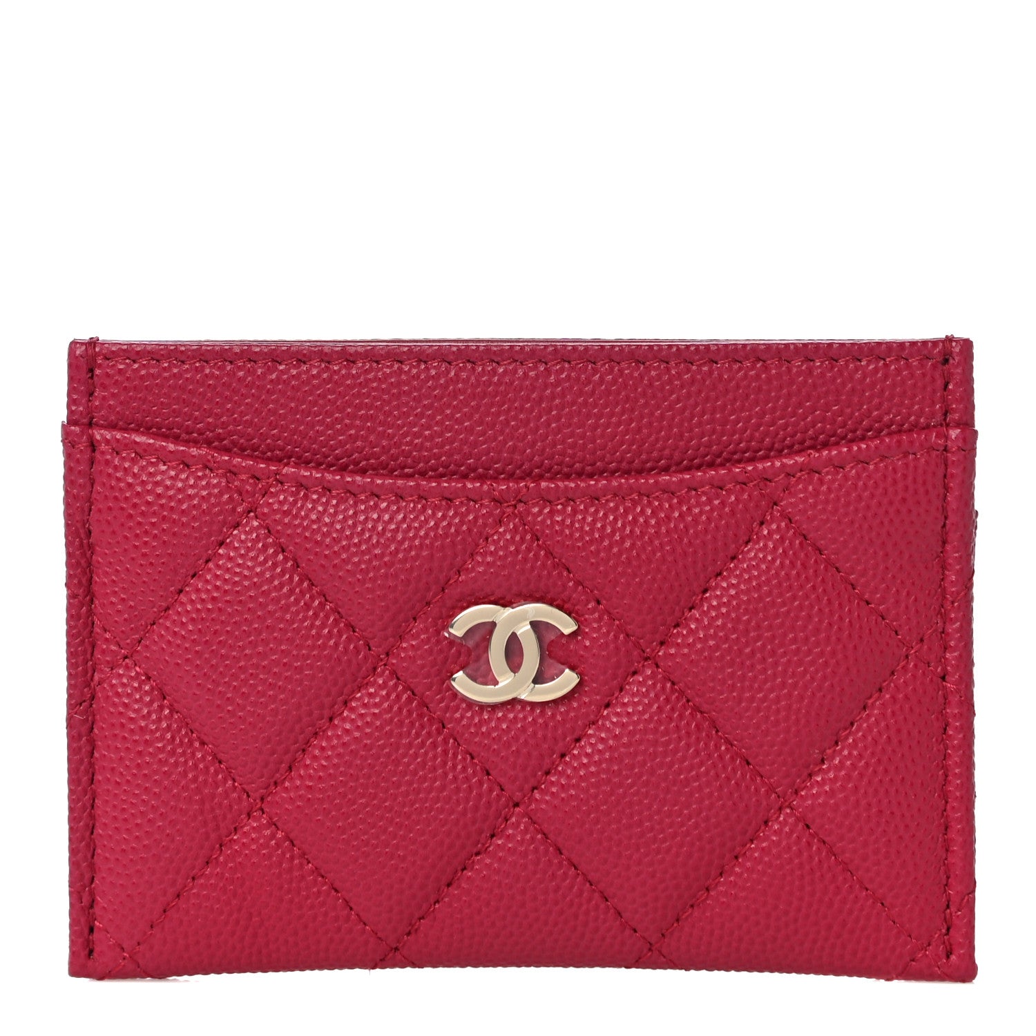 Chanel Caviar Quilted Card Holder Dark Pink 1 of 12