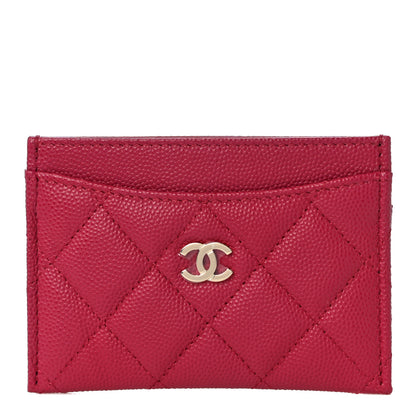 Chanel Caviar Quilted Card Holder Dark Pink 1 of 12