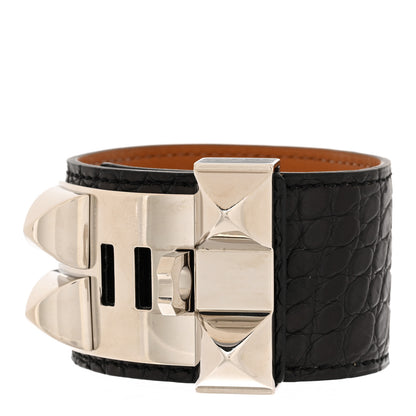 Hermes Matte Alligator Collier De Chien CDC Bracelet S Black 3 of 7
